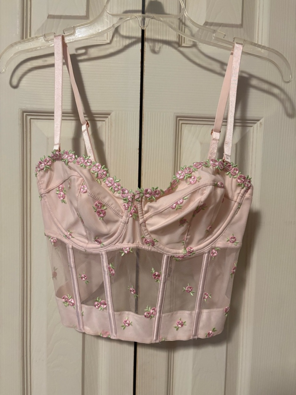 Victoria's Secret Light Pink Floral Embroidered Bustier